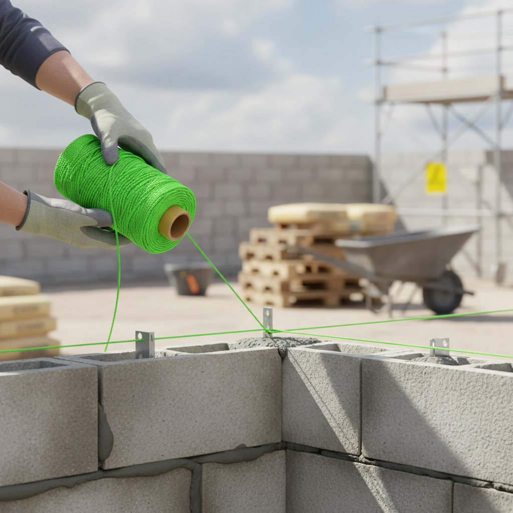 Premium Set of 2 Heavy Duty Masonry Brick Lines - 70m Lime Green String for Accurate Construction Projects