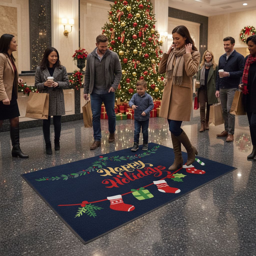 Premium Heavy-Duty Holiday Logo Mat with Festive Design - Perfect for Entryways (60 x 85 cm)