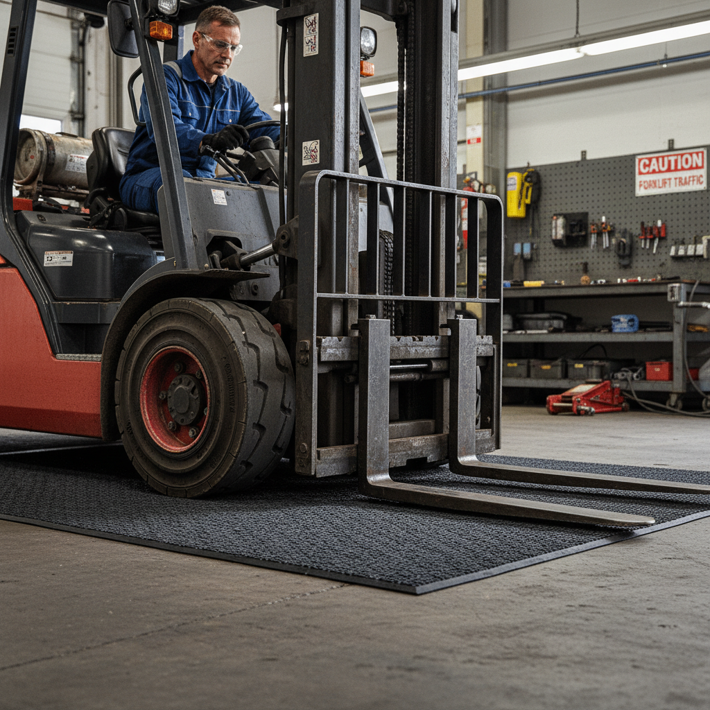 Premium Heavy Duty Forklift Mat 90 × 180 cm - Durable Polypropylene Surface for Safety and Cleanliness in Warehouses
