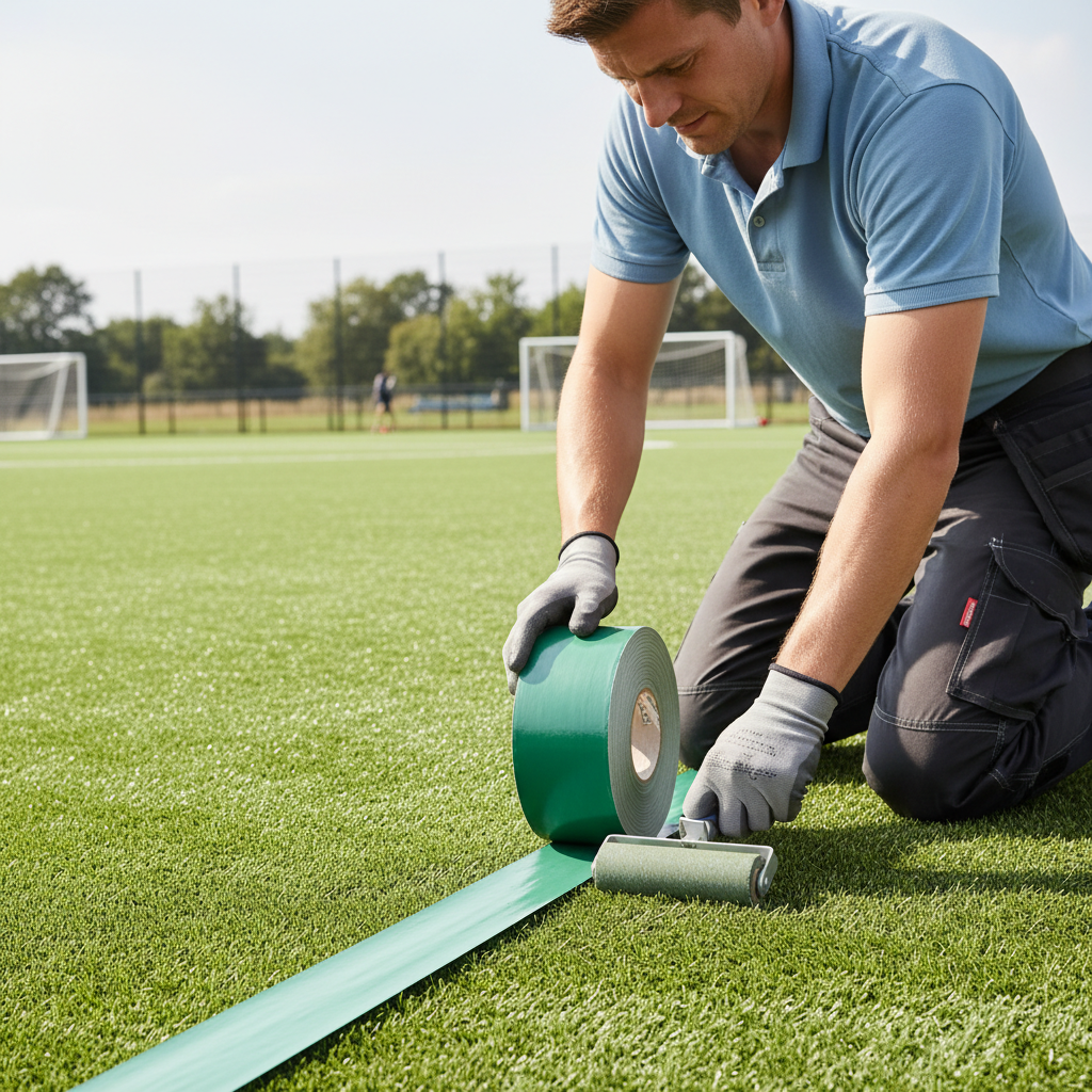 Premium Sports Pitch Joining Tape 30cm Wide x 100m Long for Seamless Turf Connection and White Line Precision