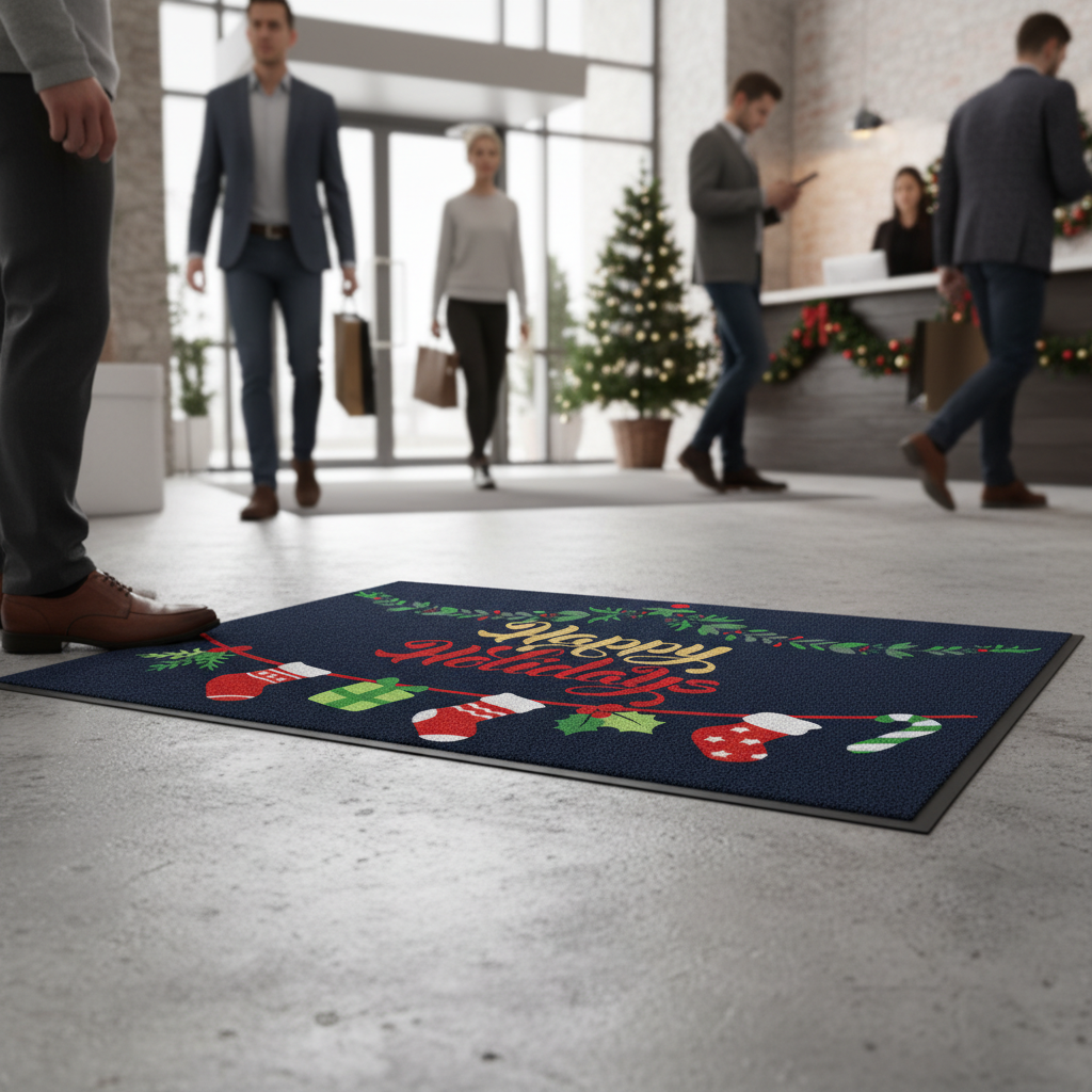 Premium Heavy-Duty Holiday Logo Mat with Festive Design - Perfect for Entryways (60 x 85 cm)