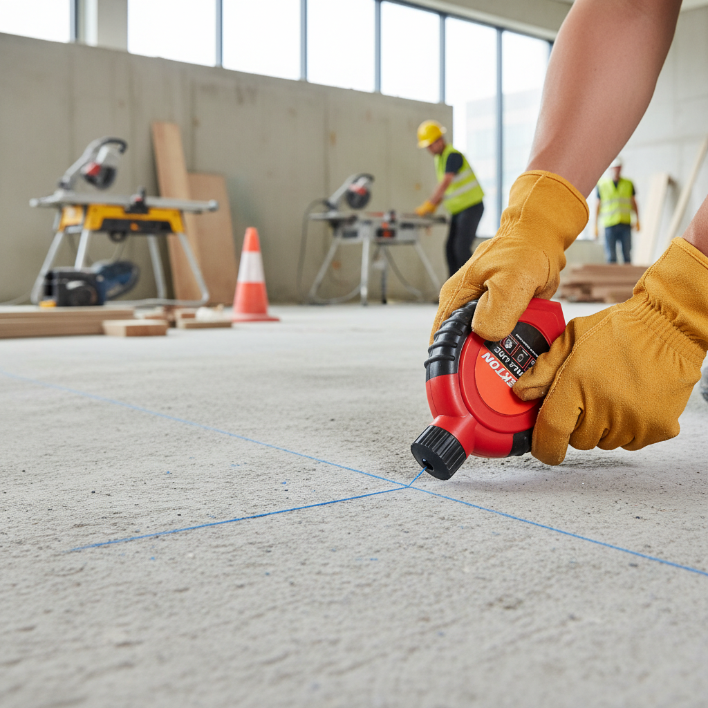 Premium Chalk Line Tool with 30m Cord and Blue Chalk for Precise Markings - High-Quality Professional Grade for Industrial and Commercial Applications