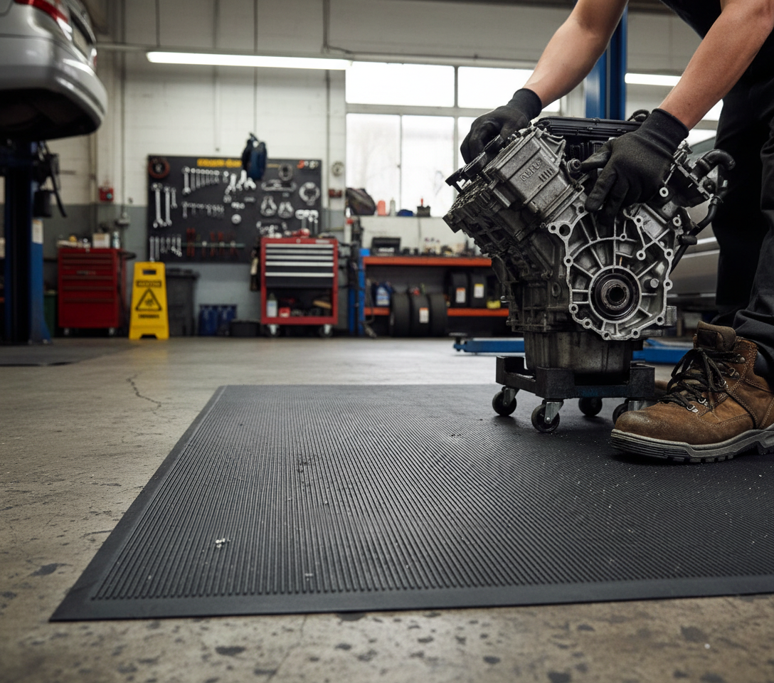 Premium Heavy Duty Rubber Matting - Durable Ribbed Flooring for Enhanced Grip and Safety in Industrial and Commercial Environments