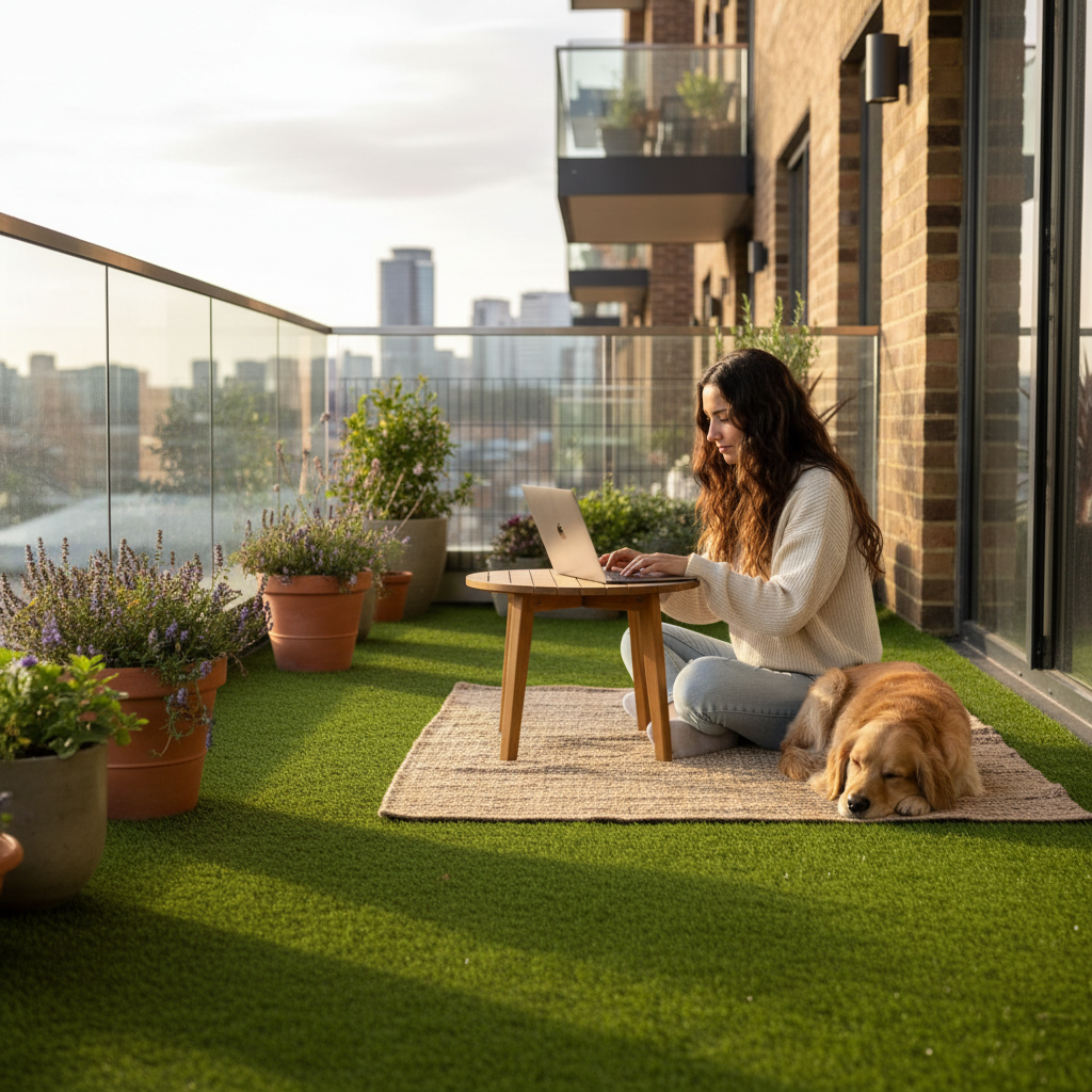Premium Artificial Grass for Balconies - Easy-to-Install, All-Weather, Low Maintenance, Pet-Friendly Design in 2m x 1.5m Size