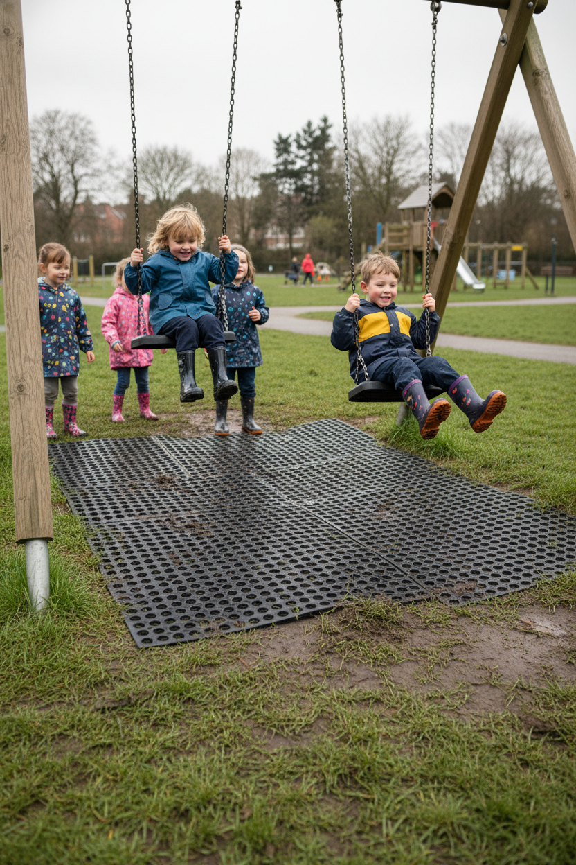 Premium Heavy Duty Rubber Grass Mats 1m x 1.5m for Safe and Durable Outdoor Areas