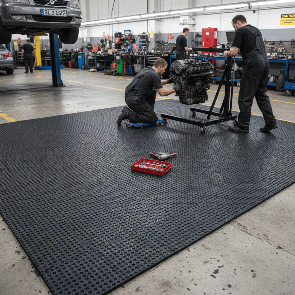 Premium Heavy Duty Floor Protection Tiles for High Traffic Areas - Interlocking Vinyl Design with Thermal and Acoustic Insulation