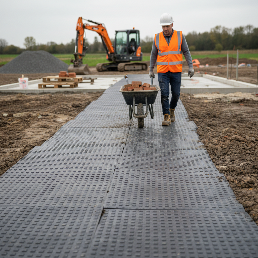 Premium Heavy Duty Temporary Ground Protection Mats - Industrial-Grade, 20 Tonnes Load Capacity, Slip-Resistant, Portable Solution for Construction and Events