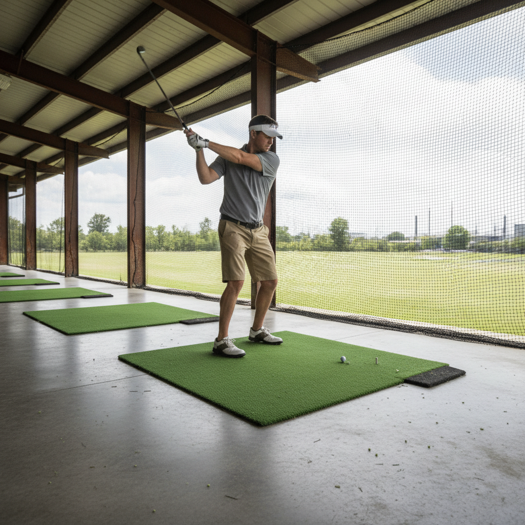 Premium Non Infill Artificial Grass for Golf Tees and Driving Ranges - Durable Nylon Construction with 32mm Pile Height