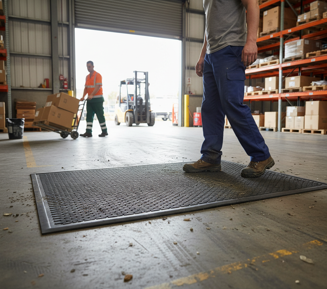 Premium Rubber Scraper Mat - Non-Slip Safety, Durable Multi-Purpose Mat for Outdoor and Kitchen Use