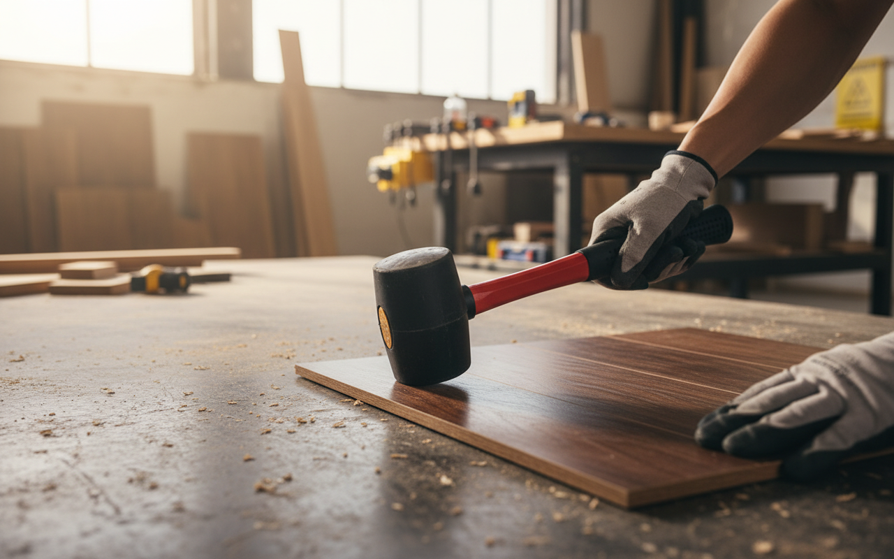 Premium 16oz Heavy Duty Rubber Mallet with Shock Absorbing Fibreglass Shaft and Anti-Slip Handle for Precision Work