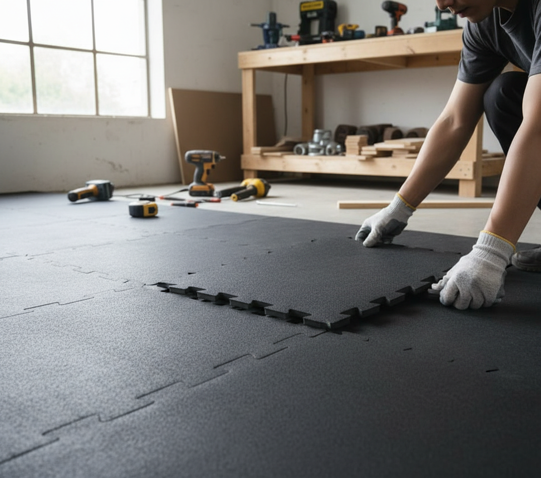Premium Easy-Install Sport Tile Rubber Gym Flooring for Versatile Use in Gyms and Ice Rinks