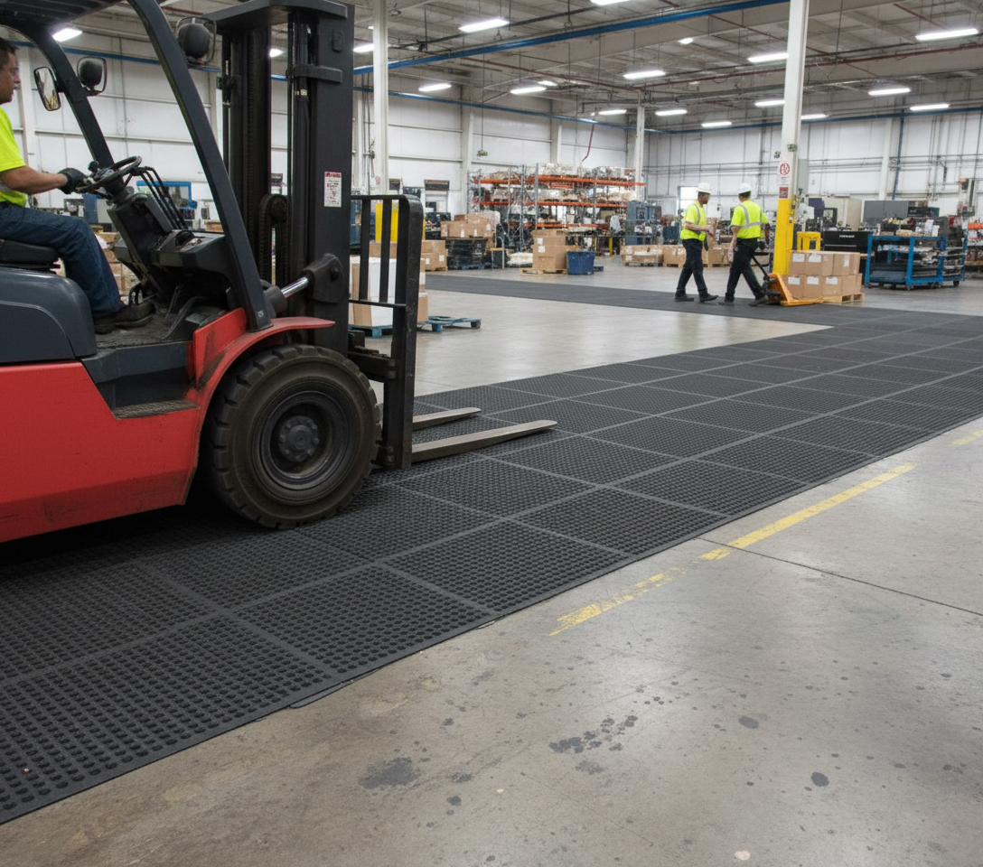 Premium Heavy Duty Modular Forklift Mats with Rubber Backing for Warehouse Safety and Easy Installation