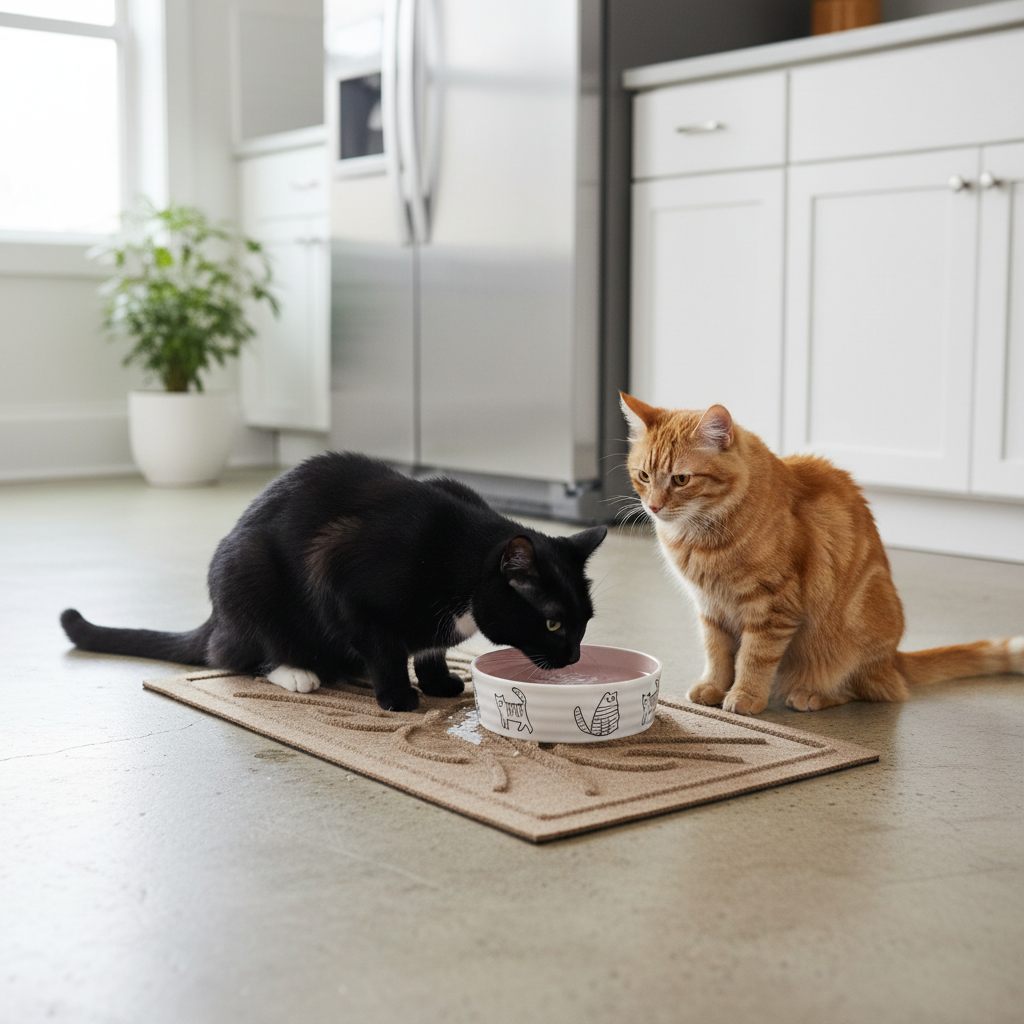 Premium Eco-Friendly Kitty Bowl Mat with Slip-Resistant Design and Stain-Resistant Properties for Indoor and Outdoor Use
