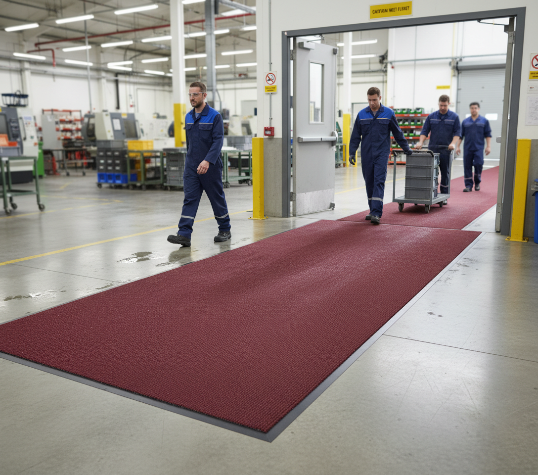 Premium Plush Vinyl Runner Roll Matting for Light to Medium Traffic Areas - Slip Resistant and Effective Dirt Control