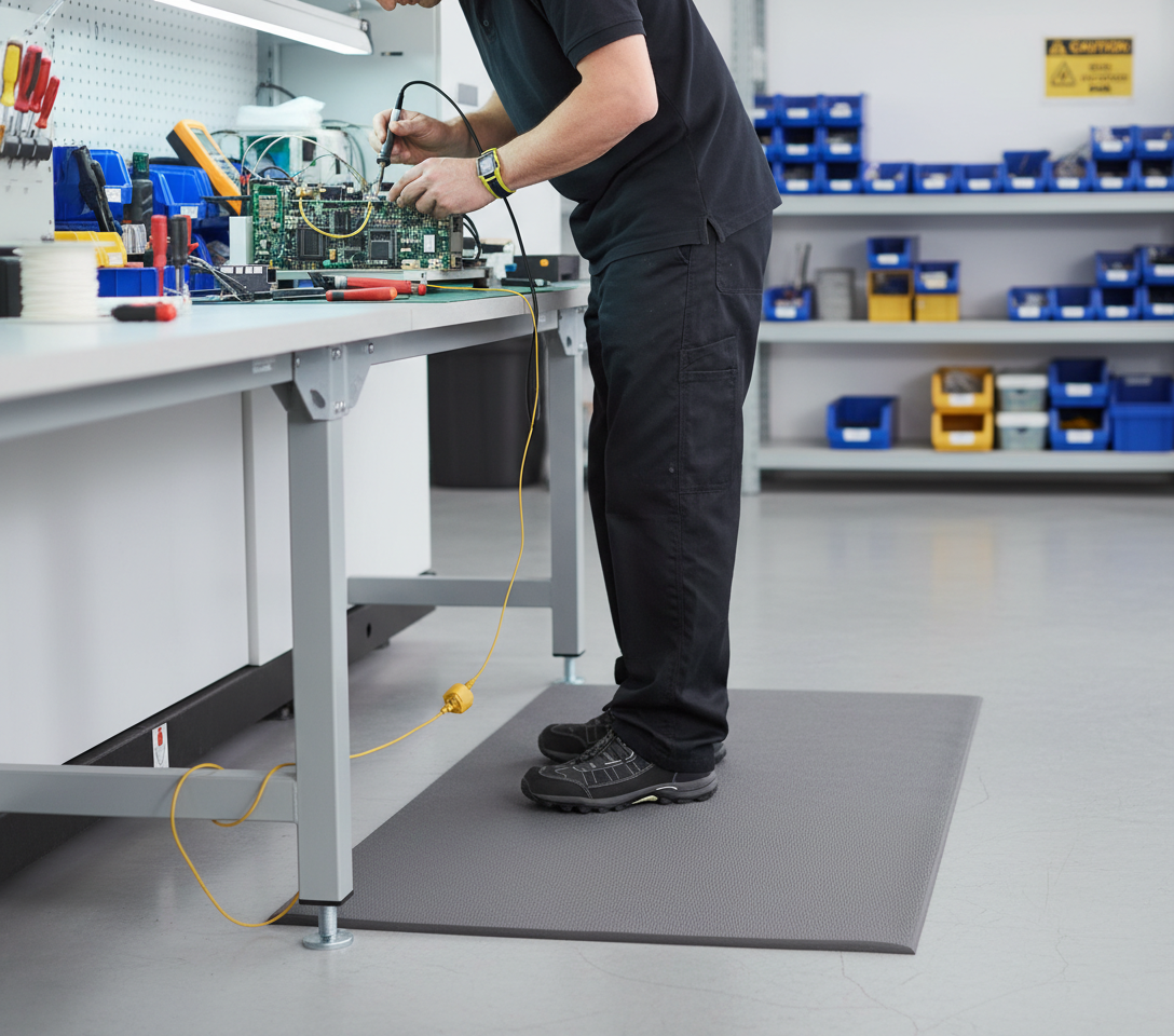 Premium ESD Anti-Static Mat with Anti-Fatigue Properties and Bevelled Edge Design for Safe Work Environments