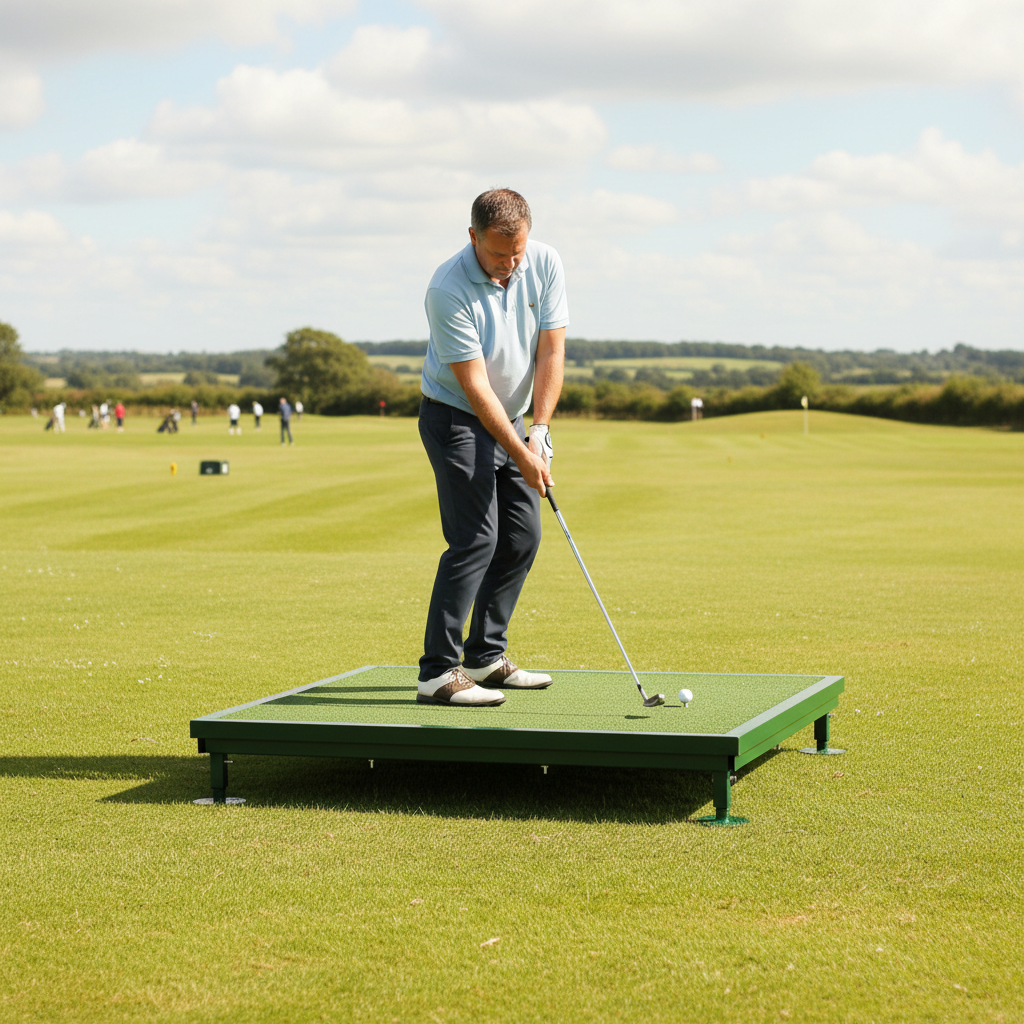 Premium Professional Golf Tee Frame with Adjustable Legs and Replaceable Golf Mat for Durable and Versatile Use