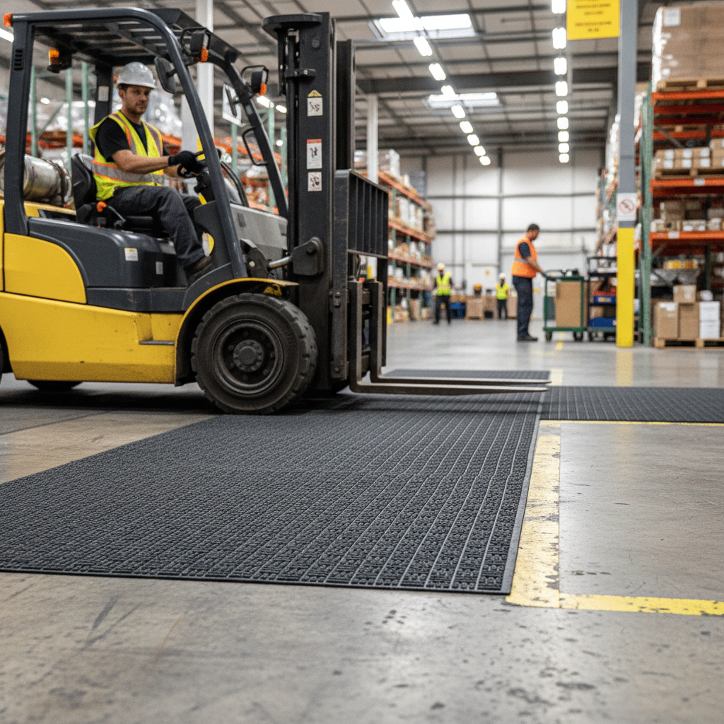 Premium Heavy Duty Forklift Mat 90 × 180 cm - Durable Polypropylene Surface for Safety and Cleanliness in Warehouses