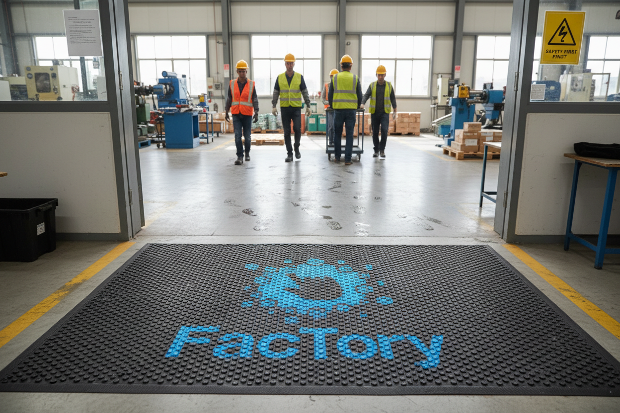 Heavy Duty Rubber Logo Mats with Customizable Design, Slip-Resistant and Durable for Outdoor Use