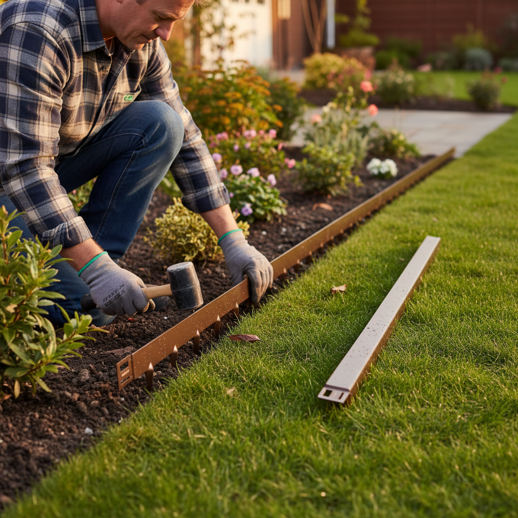 Premium Steel Lawn Edging - 5 Interlocking Lengths, 1.088m Each, Galvanised and Powder-Coated for Durability