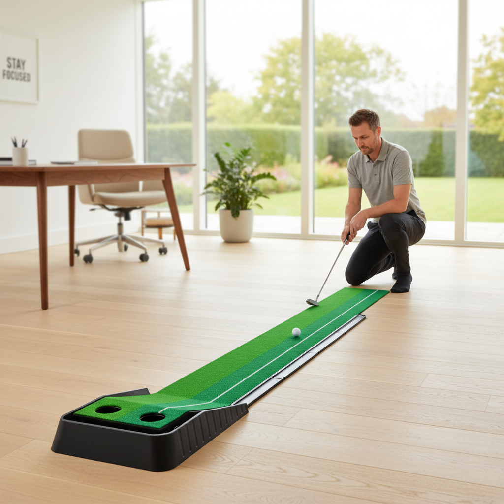 Premium Dual-Speed Golf Putting Mat with Built-in Ball Return - 300mm x 3m Non-Slip Training Surface