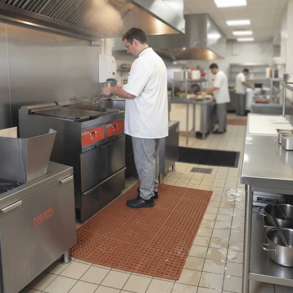 Premium Heavy Duty Kitchen Mat - Oil and Grease-Proof Rubber with Non-Slip Surface for Safety in High-Traffic Areas
