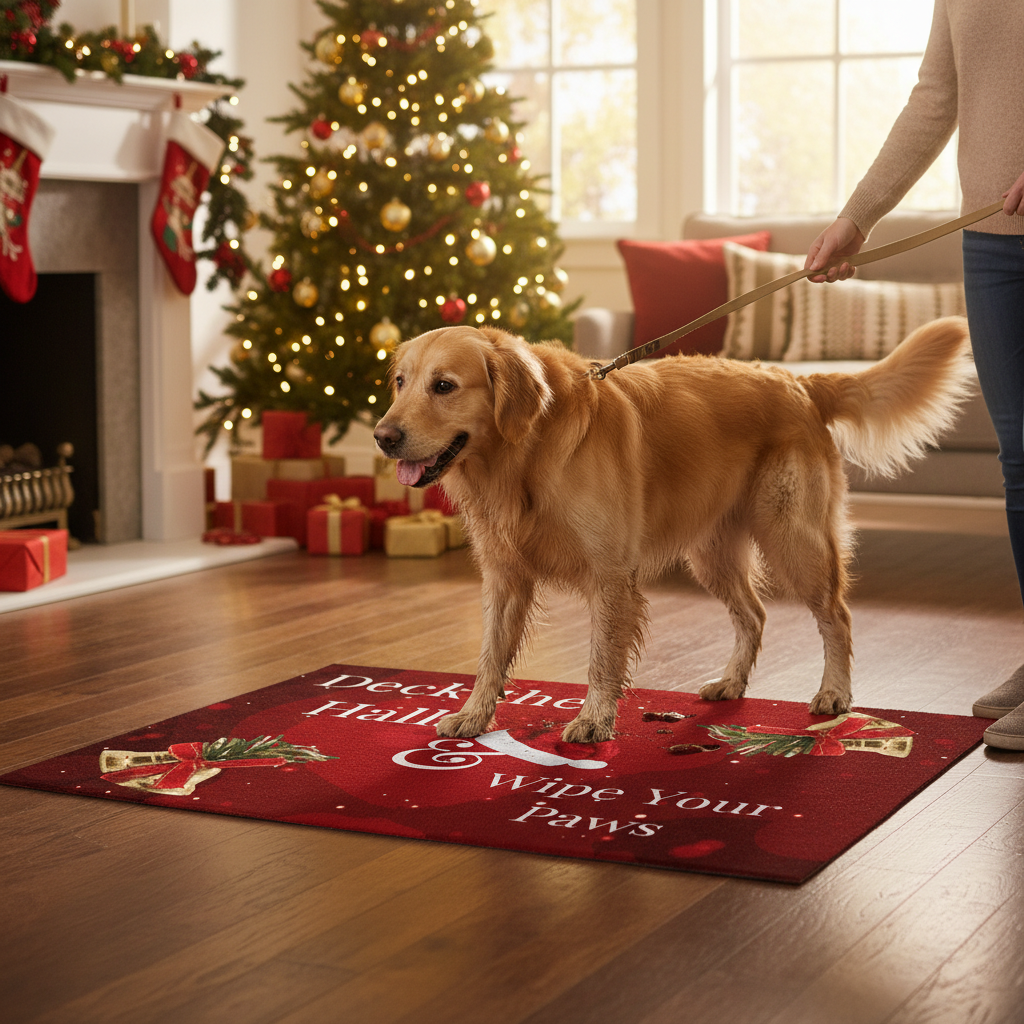 Premium Heavy-Duty Christmas Logo Mat 60 x 85 cm - Durable, Festive Design for Home and Office