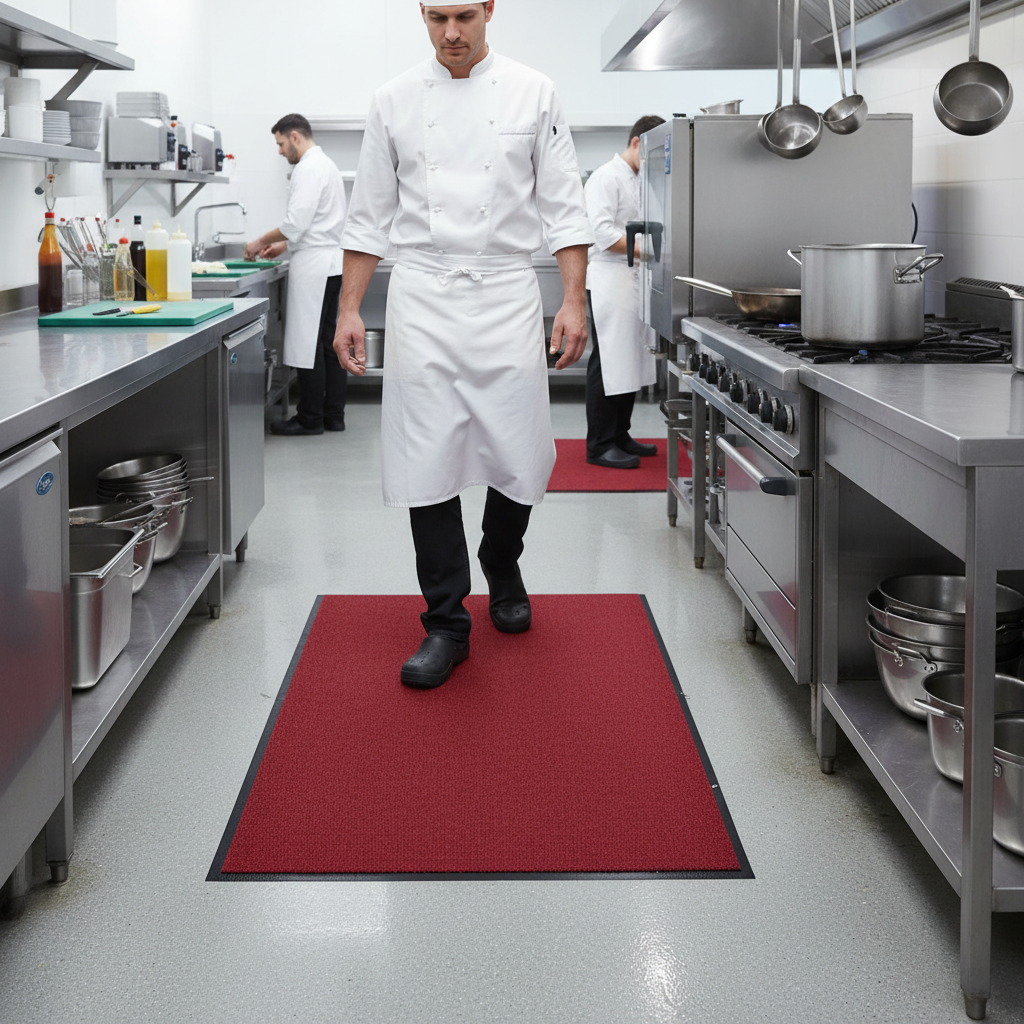 Premium Heavy Duty Mat 85cm x 150cm - Clear Red with Gripper Back for Carpeted Floors