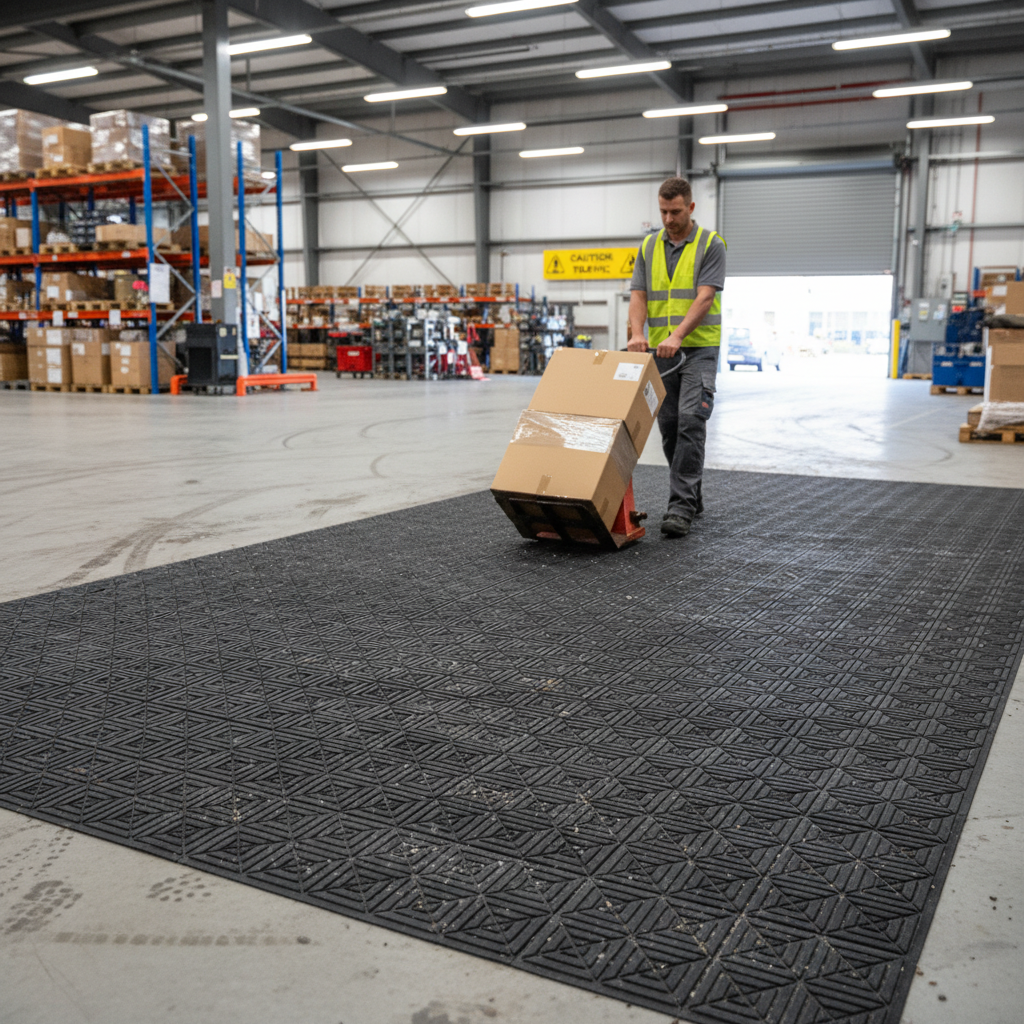 Premium Eco-Friendly Matting Tiles - Heavy Duty, Moisture Trapping, Geometric Design for High-Traffic Areas