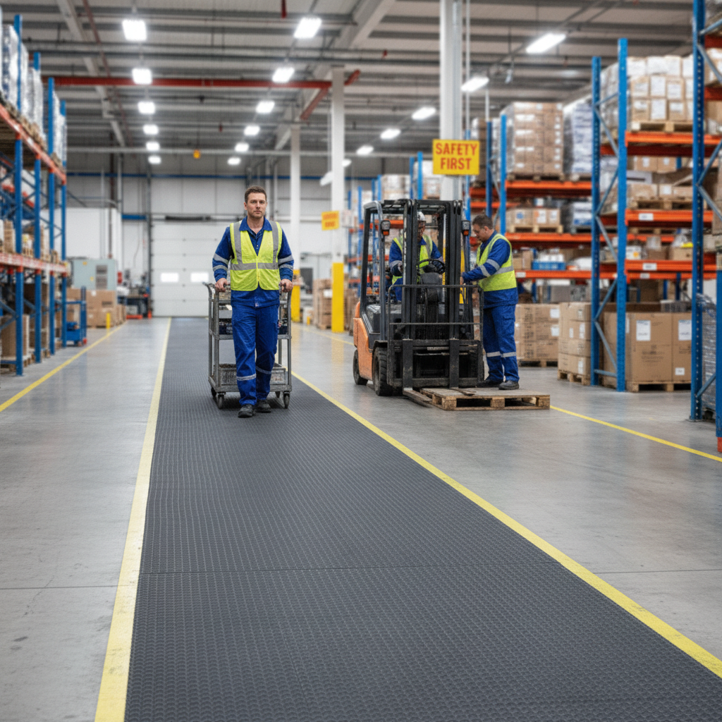 Premium Heavy-Duty Broad-Ribbed Vinyl Matting for Industrial and Commercial Use - Excellent Slip Resistance and Durability