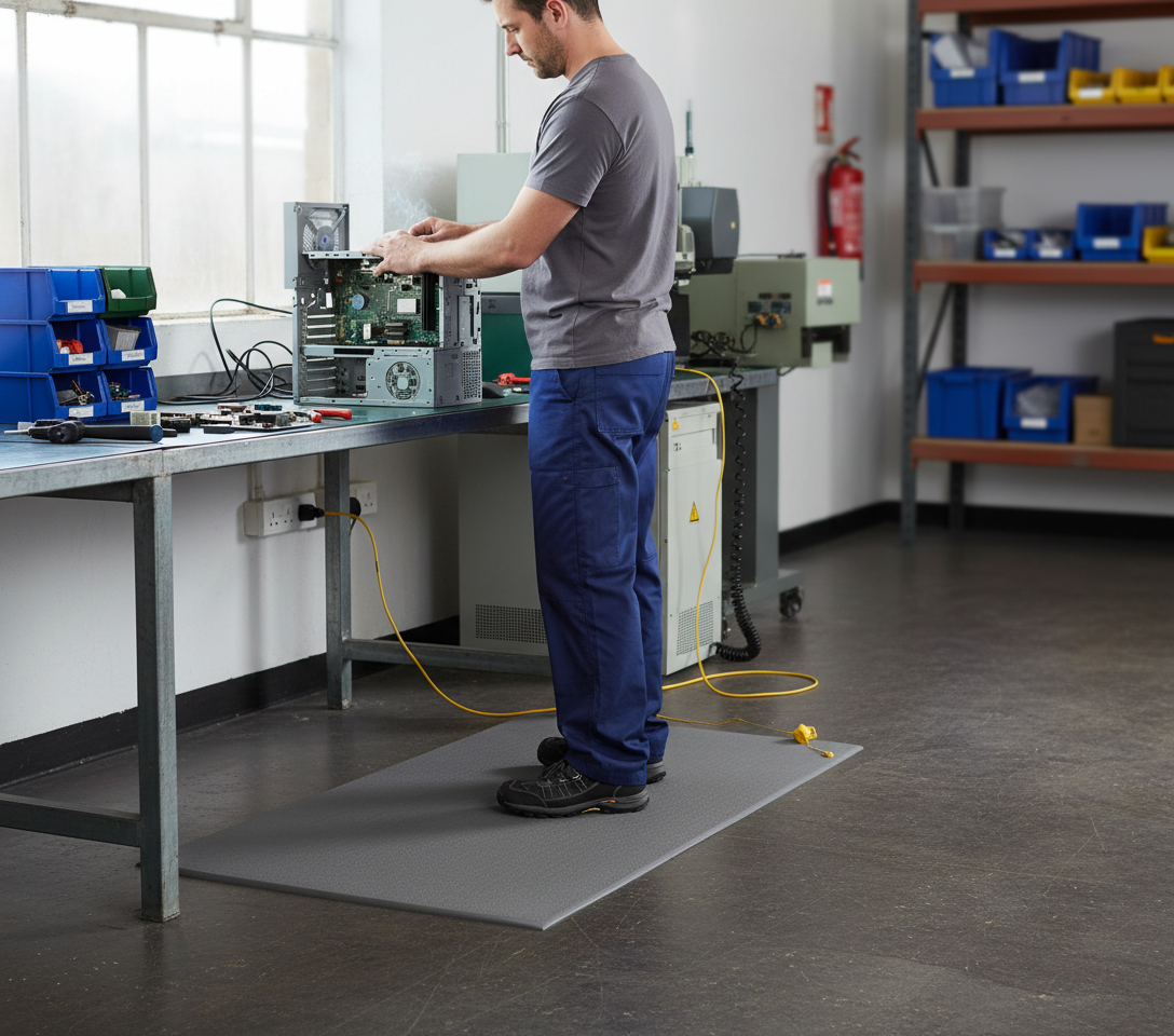 Premium ESD Anti-Static Mat with Anti-Fatigue Properties and Bevelled Edge Design for Safe Work Environments