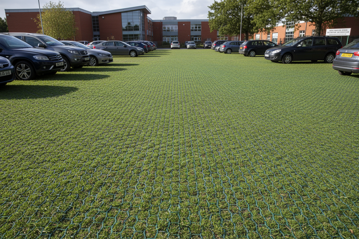 Grass mesh in school overflow parking area