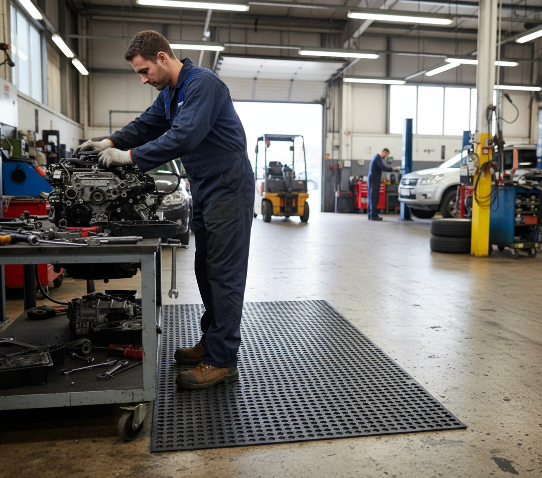 Professional Heavy Duty Rubber Mat with Drainage Holes for Safety and Slip Resistance in Industrial and Commercial Environments