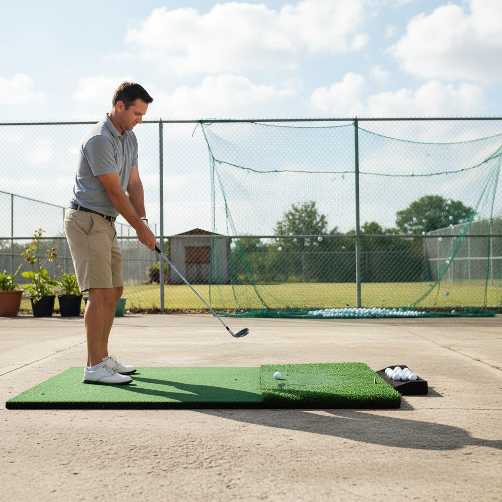 Premium 2 Star Golf Mat with 15mm Woven Polypropylene Surface and 10mm Rubber Crumb Backing for Enhanced Stability