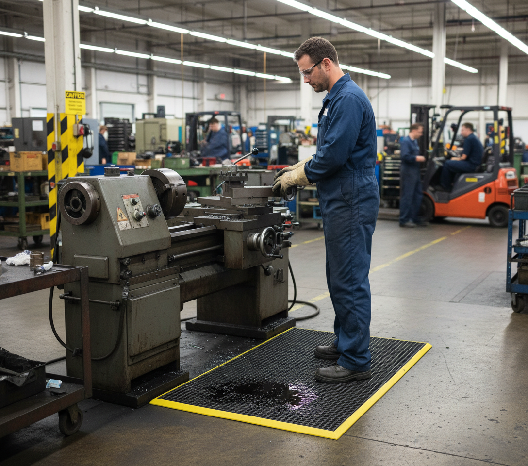 Premium Workplace Safety Mat with Slip Resistance and Enhanced Visibility for Safe Working Environments