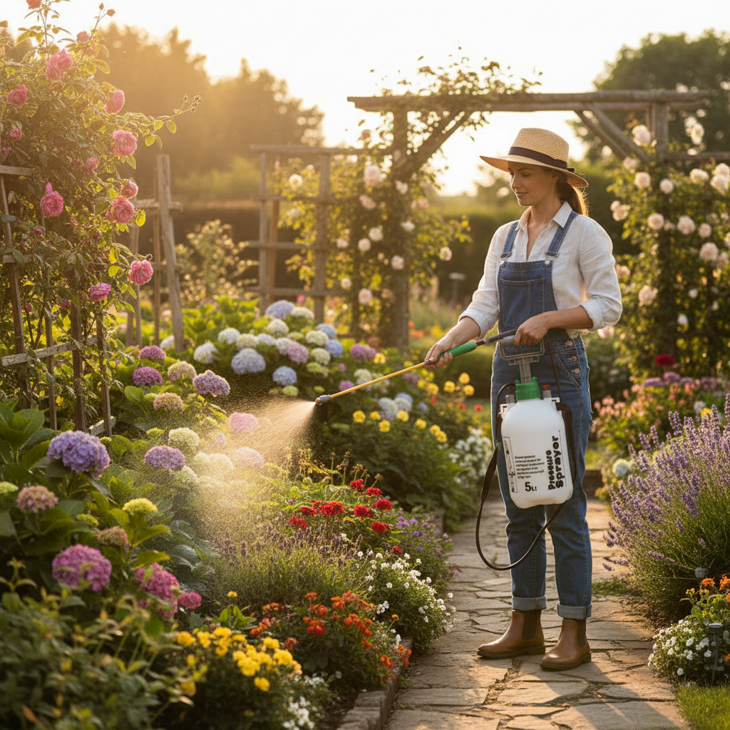 Premium 5 Litre Garden Hand Pressure Sprayer with Adjustable Nozzle and Safety Features for Efficient Plant Care