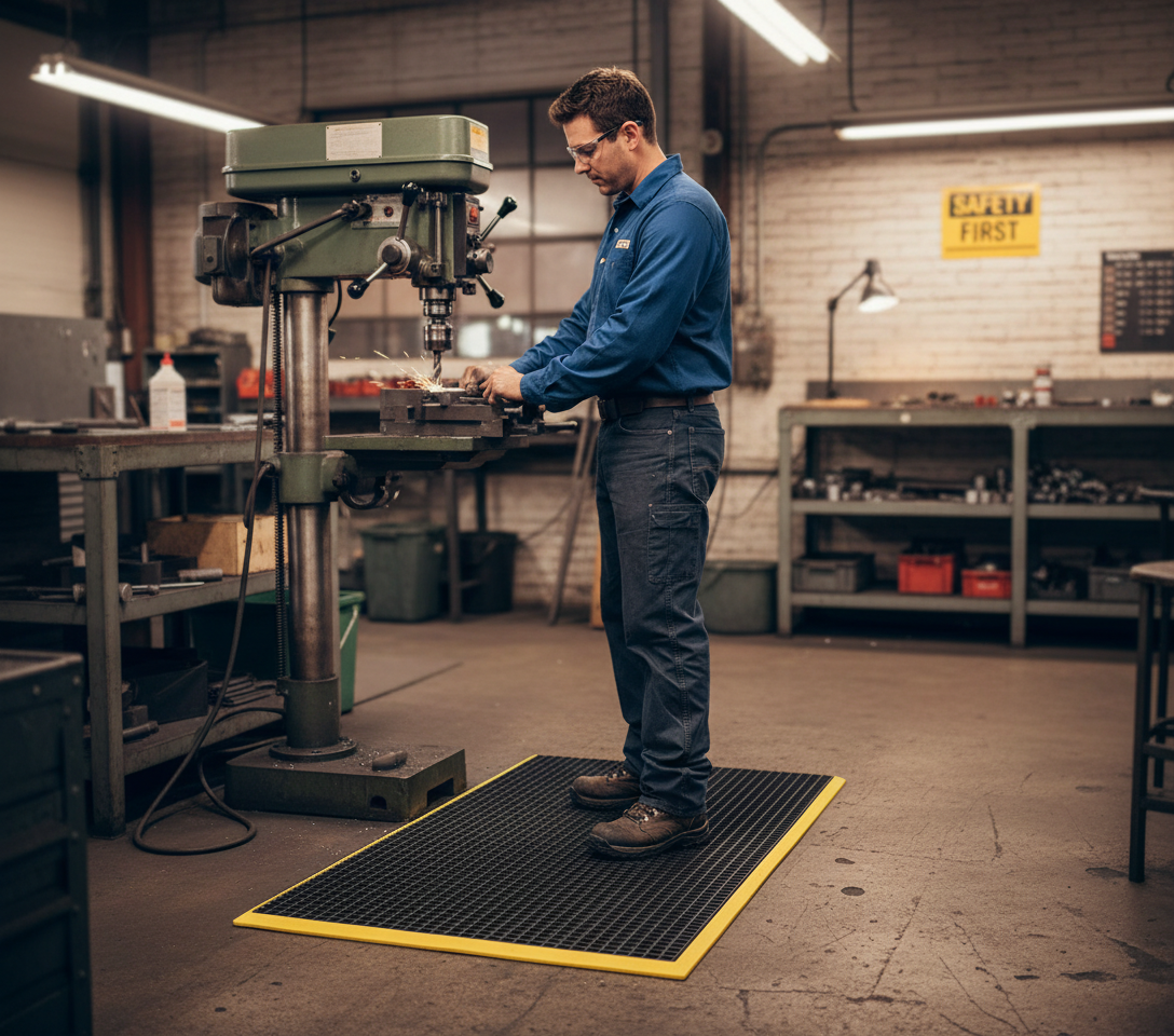 Premium Workplace Safety Mat with Slip Resistance and Enhanced Visibility for Safe Working Environments