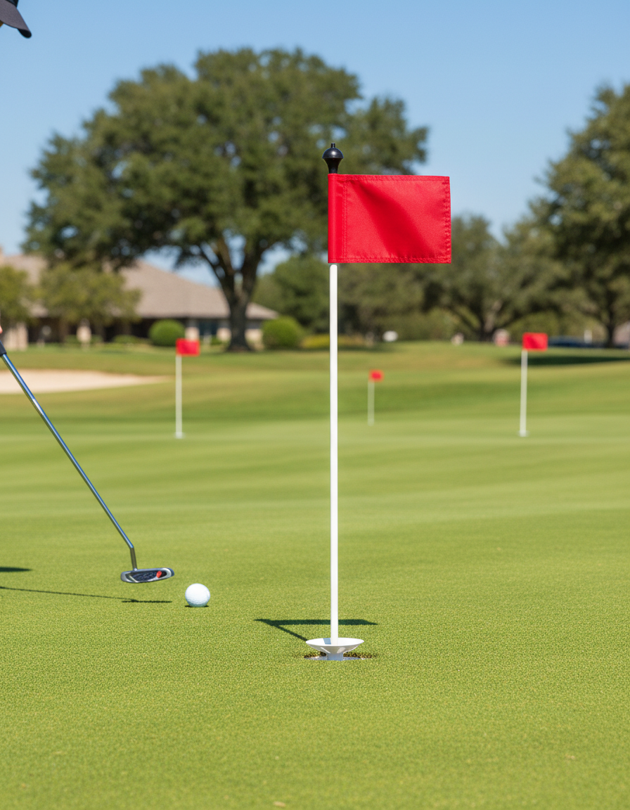 Premium Putting Green Golf Flag with 85cm Pole and Durable White Flag for Home or Club Use