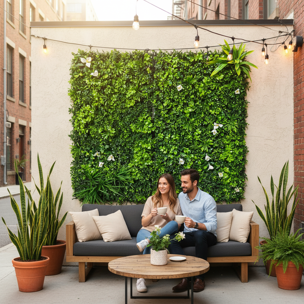 Premium Artificial Living Wall Panel 1m x 1m - UV Protected, Durable, Easy Installation for Indoor and Outdoor Use
