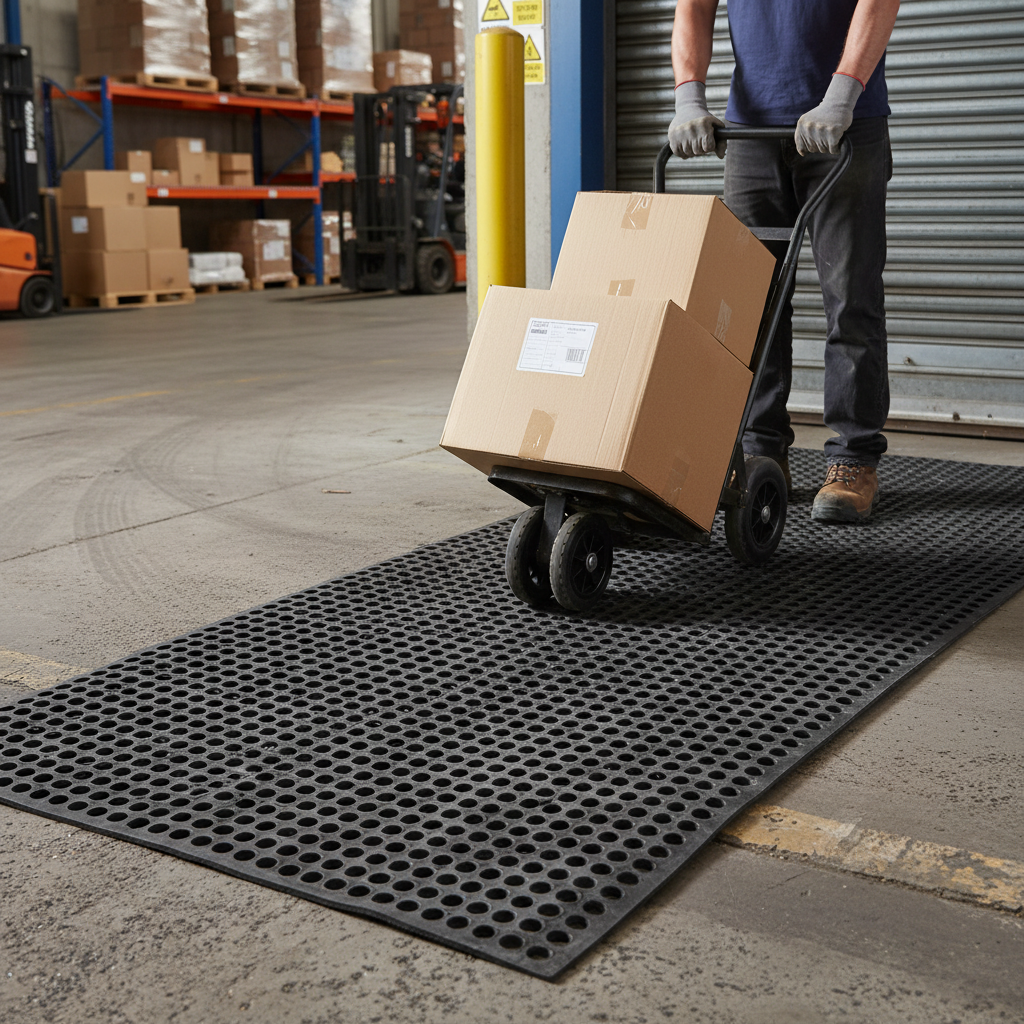 Premium Anti-Slip Rubber Mat - High-Performance Floor Protection with Integrated Drainage System for Heavy Traffic Areas