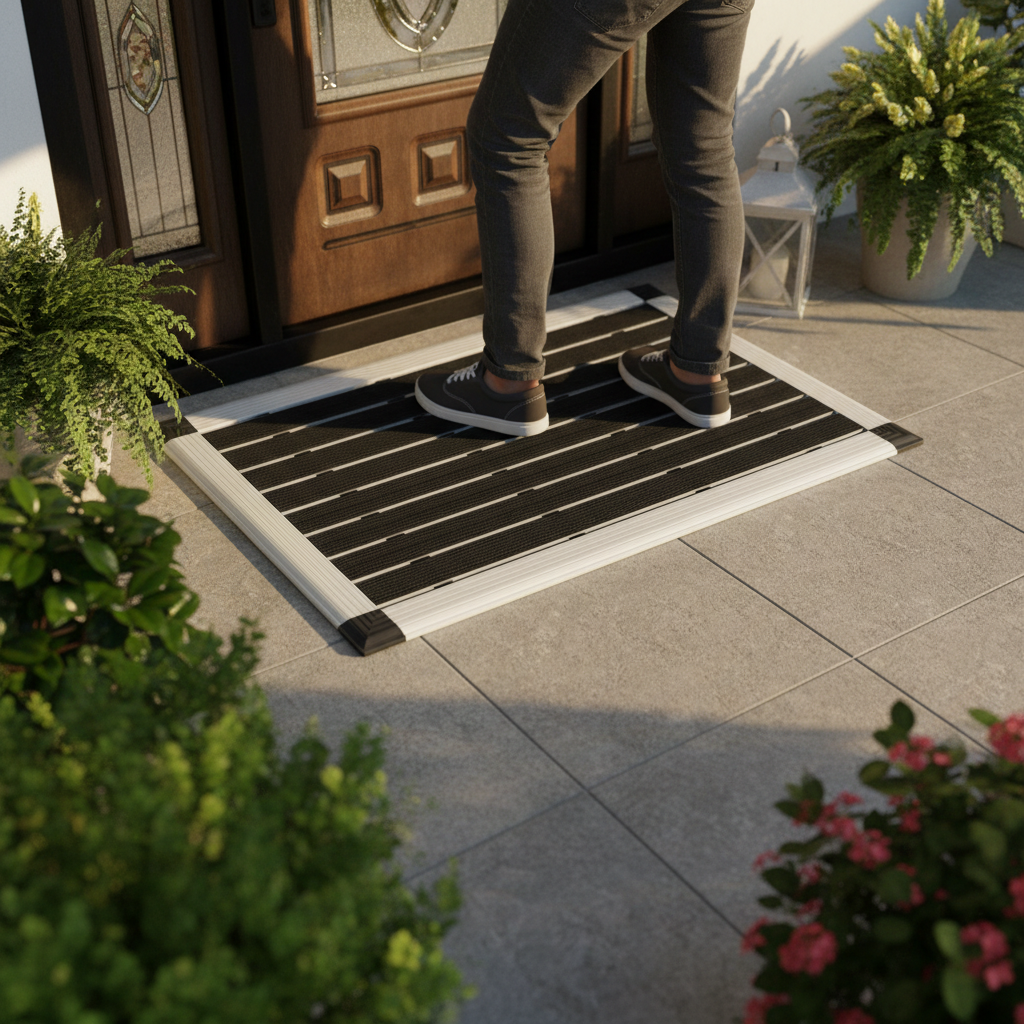 Heavy Duty Outdoor Entrance Mat with Aluminium Frame and Rubber Scraping Strips for Ultimate Dirt Removal and Safety