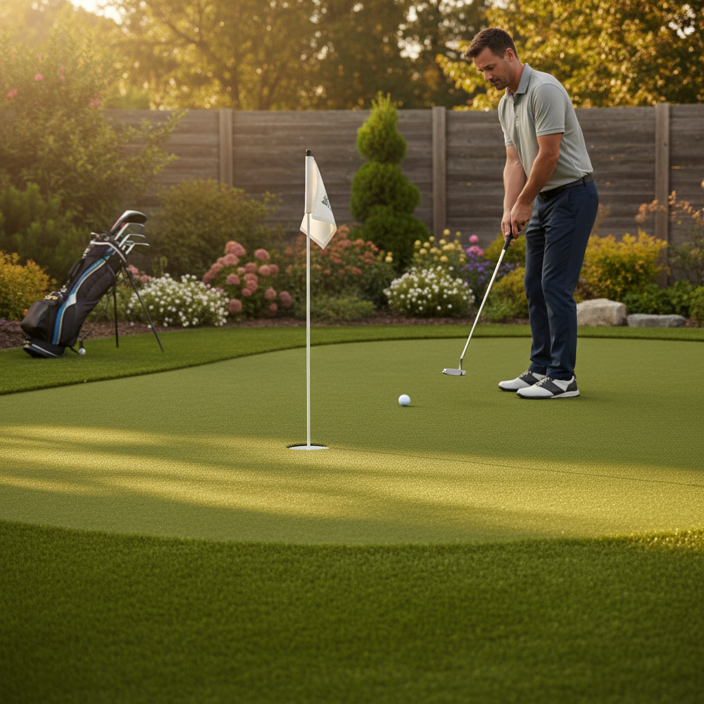 Premium All-Weather Artificial Putting Surface with 12-Ply Micro-Curled Nylon for Realistic Ball Roll and Optional Sand Infill