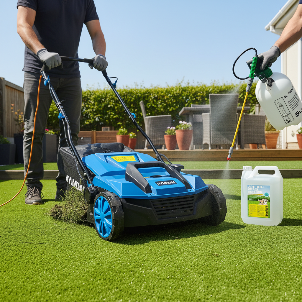 Professional Artificial Grass Maintenance Kit - Electric Power Brush, Cleaner & Pressure Sprayer for Lush Lawn Care