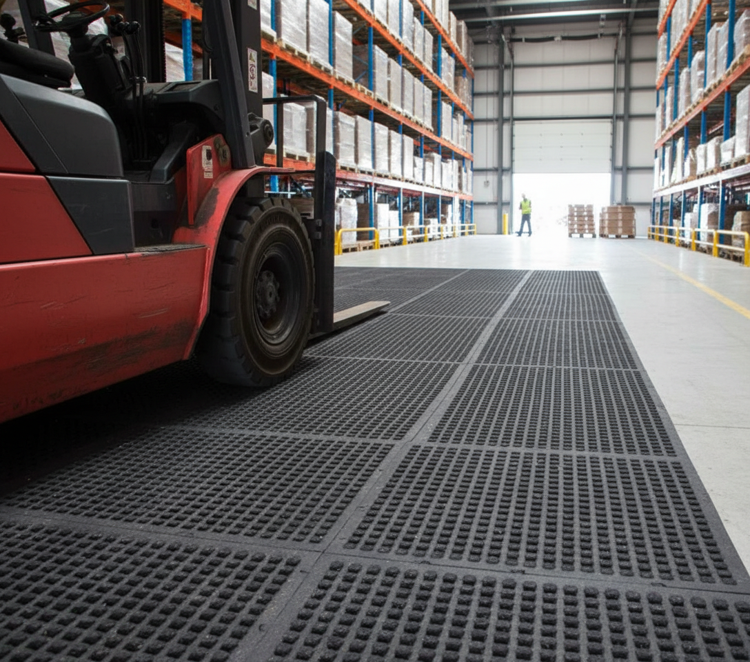 Premium Heavy Duty Modular Forklift Mats with Rubber Backing for Warehouse Safety and Easy Installation