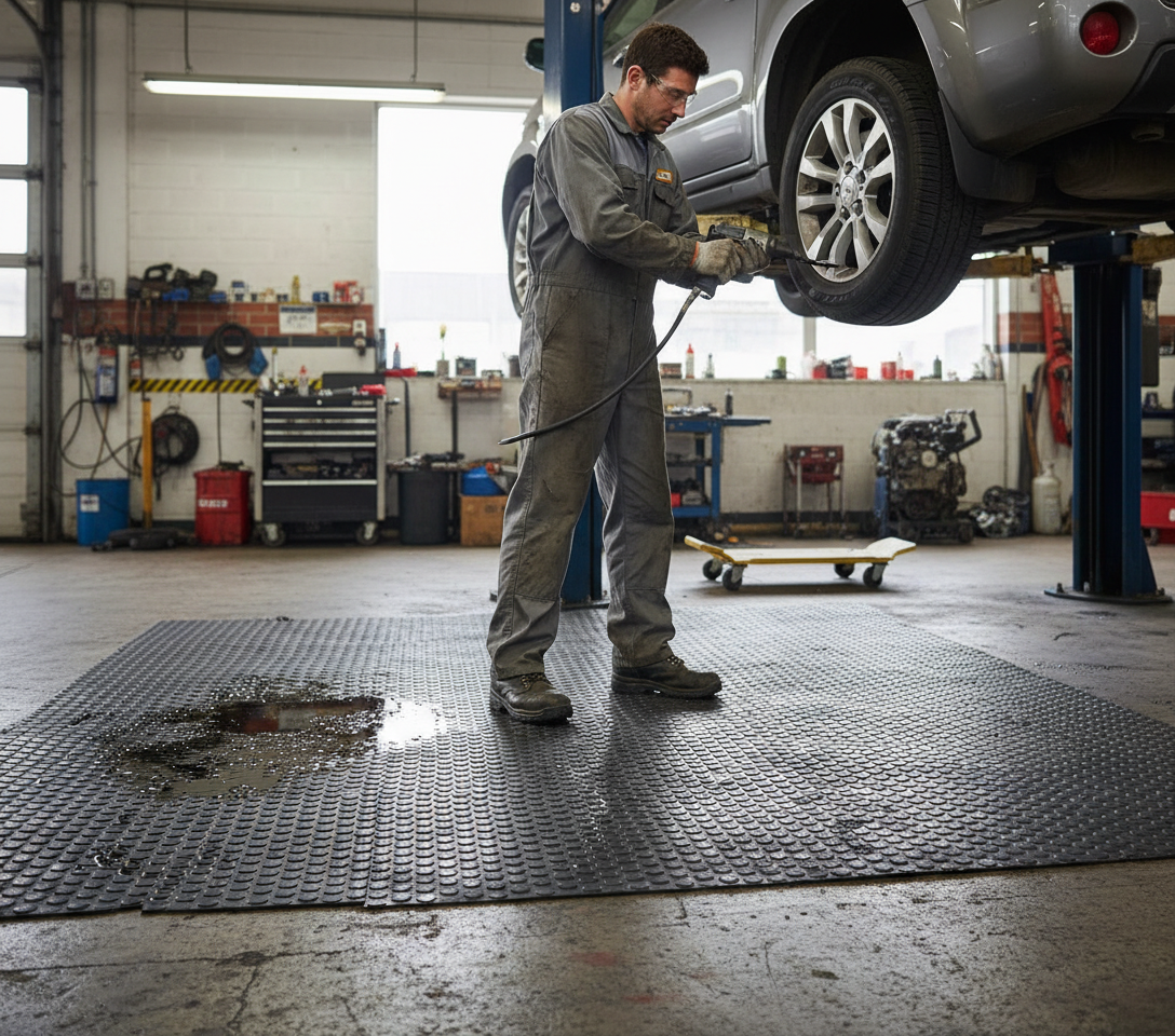 Premium Heavy Duty Dot Rubber Matting Rolls - Synthetic & Nitrile Rubber 4.5mm with Temperature Resistance and Enhanced Grip