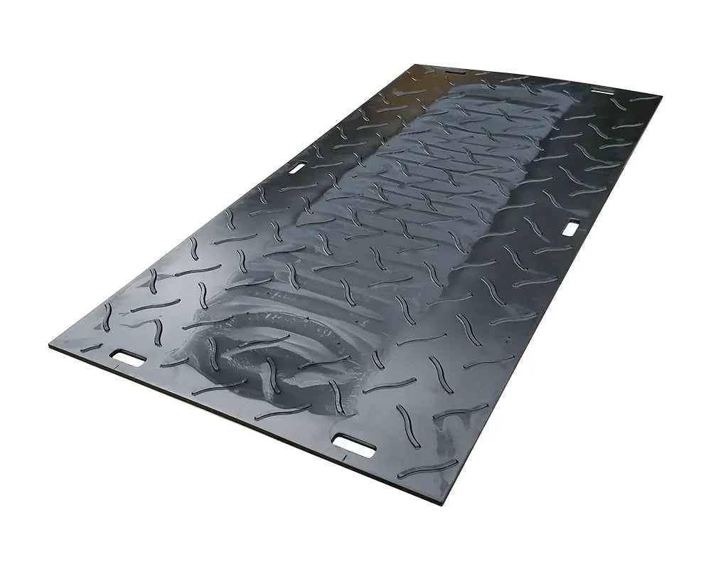 LoadMaster Pro HDPE ground protection mat with anti-slip tread and moulded handholds