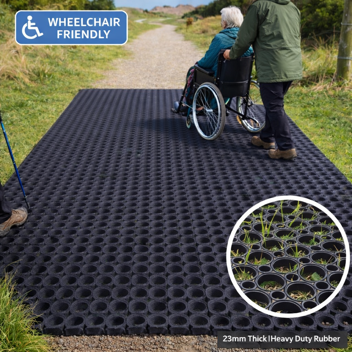 Rubber Grass Mats | Heavy Duty 100% Recycled | 1m x 1.5m | 16mm & 23mm | Driveway Pathway Garden | UK Stock