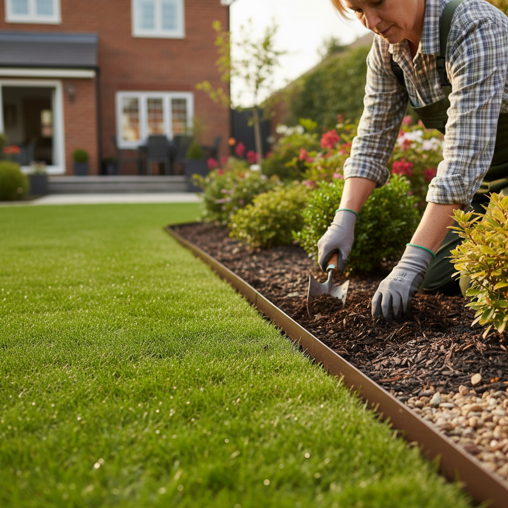 Premium Steel Lawn Edging - 5 Interlocking Lengths, 1.088m Each, Galvanised and Powder-Coated for Durability