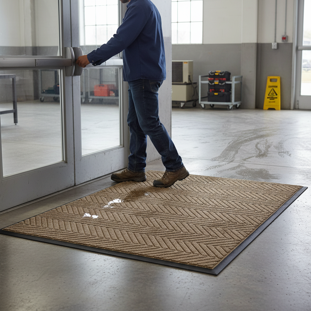 Premium Heavy Duty Herringbone Bi-Level Mat with Rubber Border for Maximum Dirt and Moisture Control