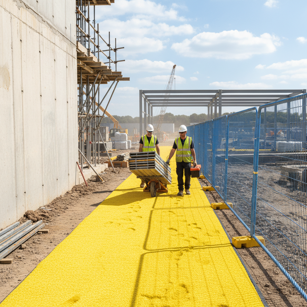 Heavy Duty Spaghetti Trax Mat with UV Resistance and Slip Protection for Construction and Industrial Use