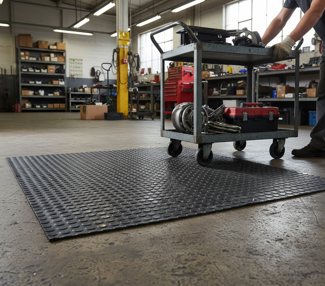 Premium Heavy Duty Dot Rubber Matting Rolls - Synthetic & Nitrile Rubber 4.5mm with Temperature Resistance and Enhanced Grip